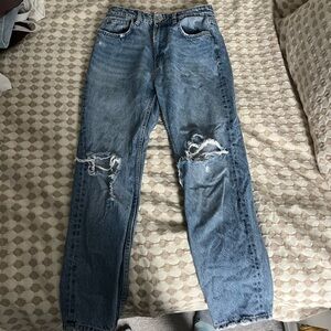 Distressed Blue Jeans